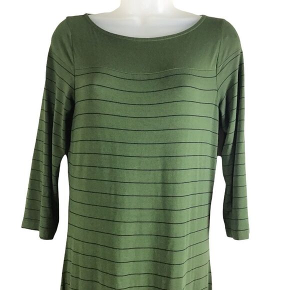 Three Dots Side Slit Kelley Green Striped Maxi Dress Size Medium - Picture 6 of 7